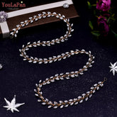 Rhinestone Bridal Forehead Headband with Combs - Wedding Tiara